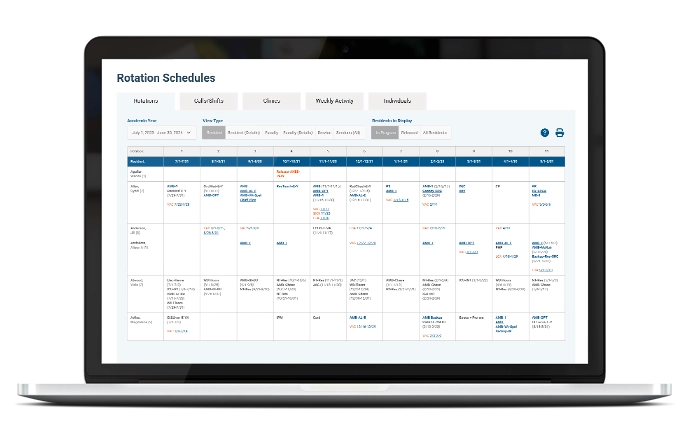 Rotation and resident scheduling tool in MedHub GME platform